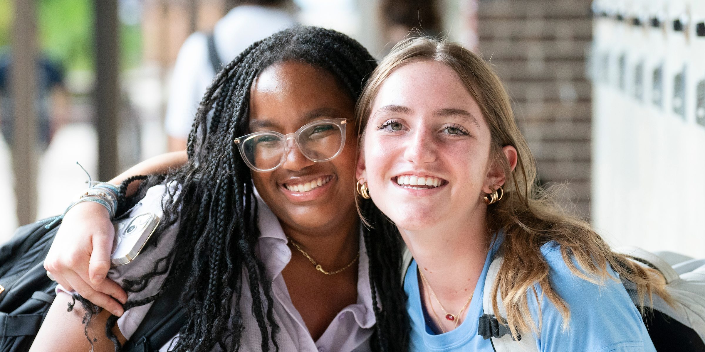Private high school students smiling 