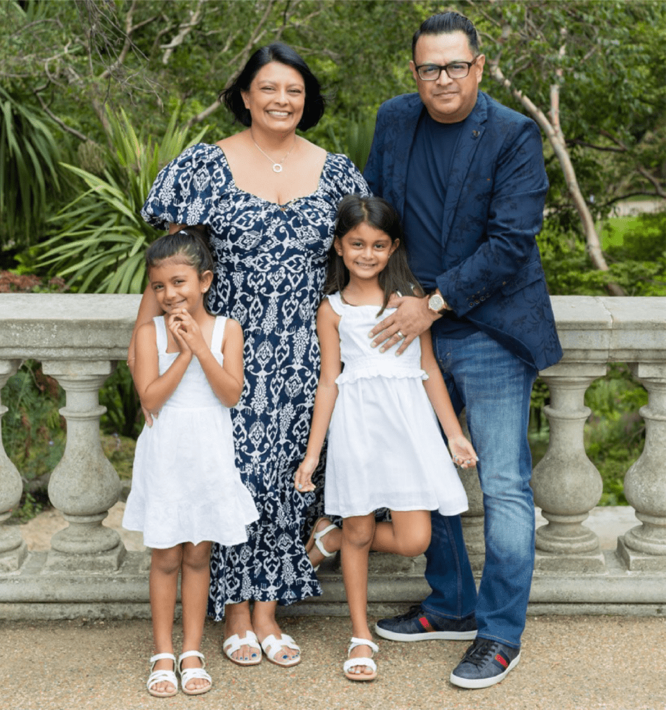 Patel family new Photo of Sneha and Vik Patel and their daughters, Sofia and Mischa