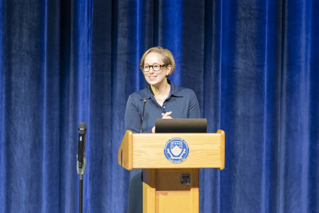 Dr. Lisa Damour speaking at Berkeley Preparatory School