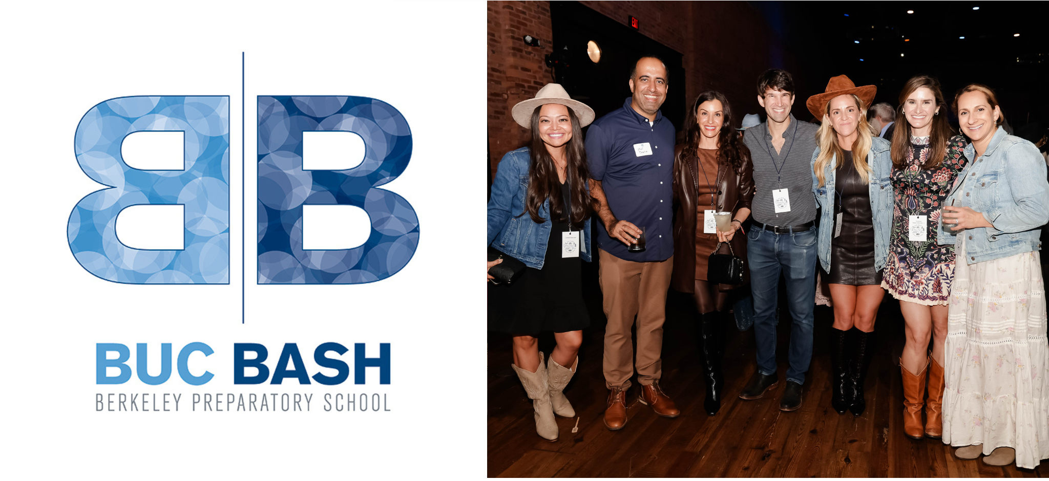 BUC BASH logo and party photo