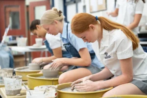 Upper Division Pottery Students