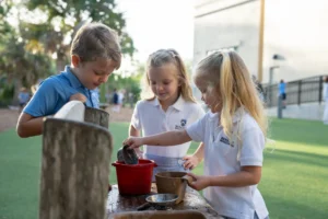 Lower Division Students on Natural Playground